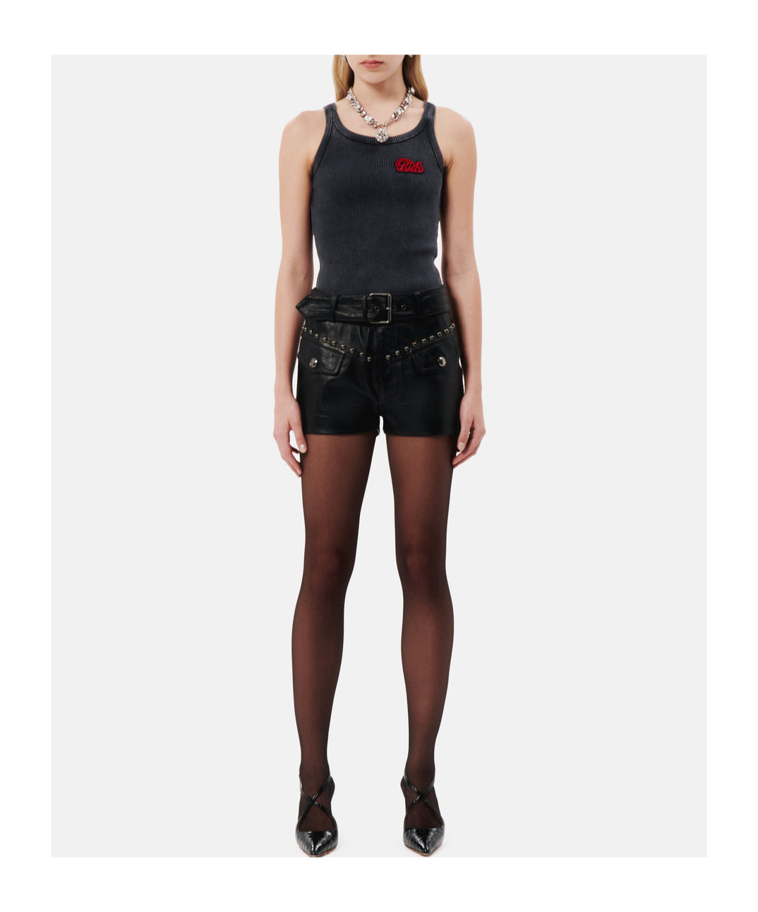 Alessandra Rich Canotta Con Applicazione Logo In Black