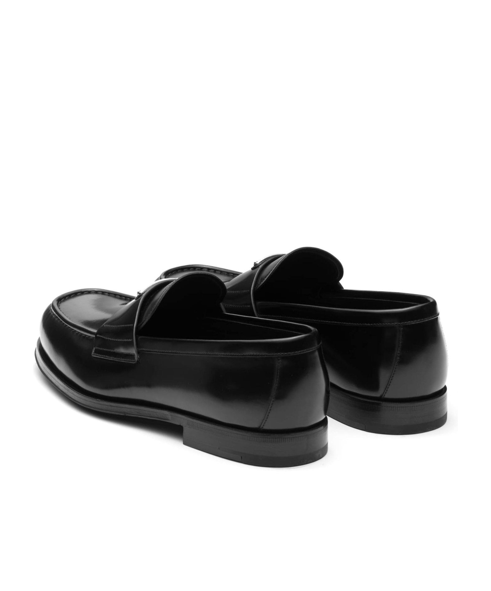 Prada Triangular Plaque Loafers In Black