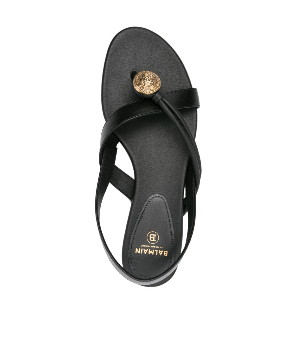 Balmain Embossed-button Leather Sandals In Black