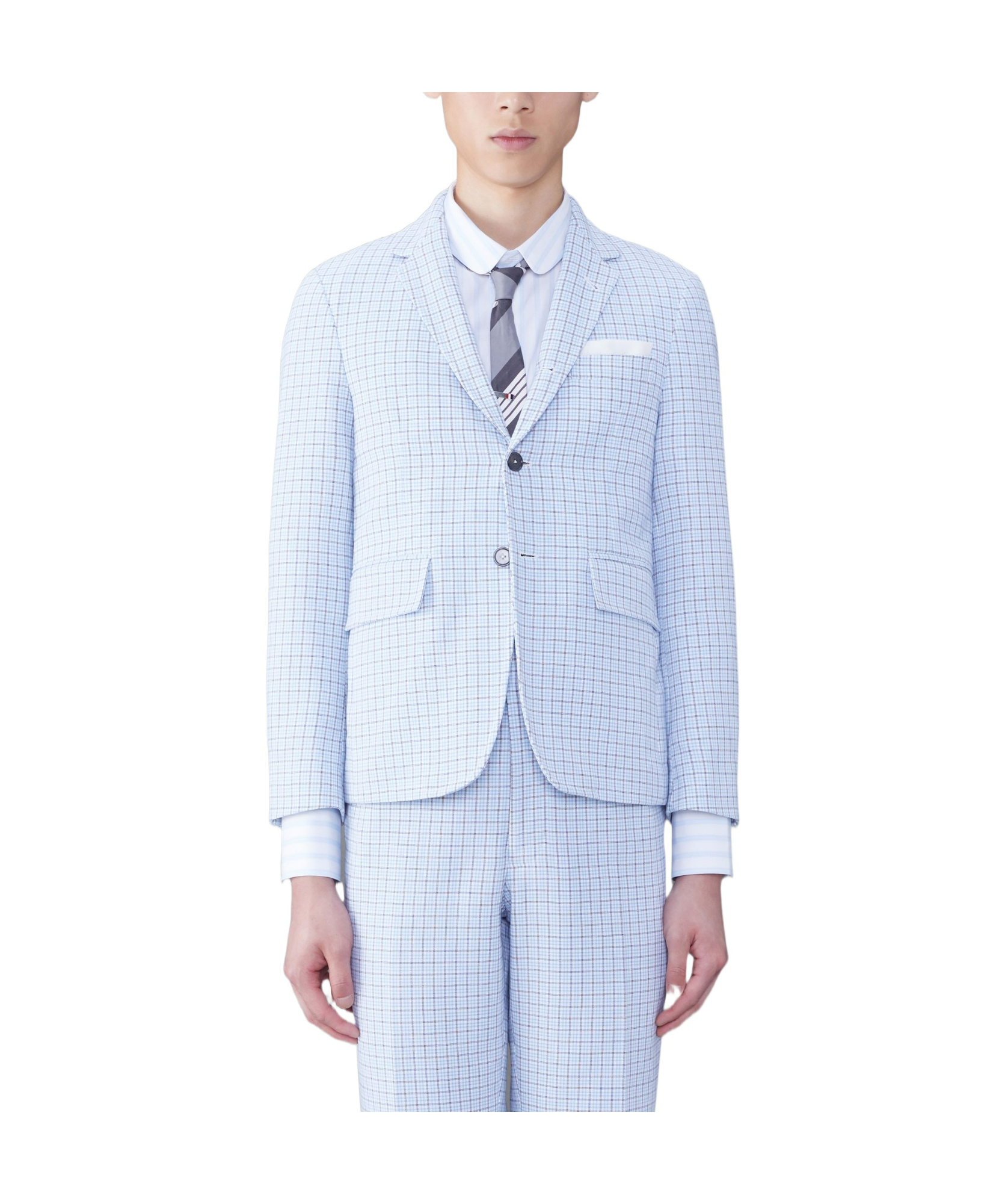 THOM BROWNE CHECK-PATTERN SINGLE-BREASTED BLAZER