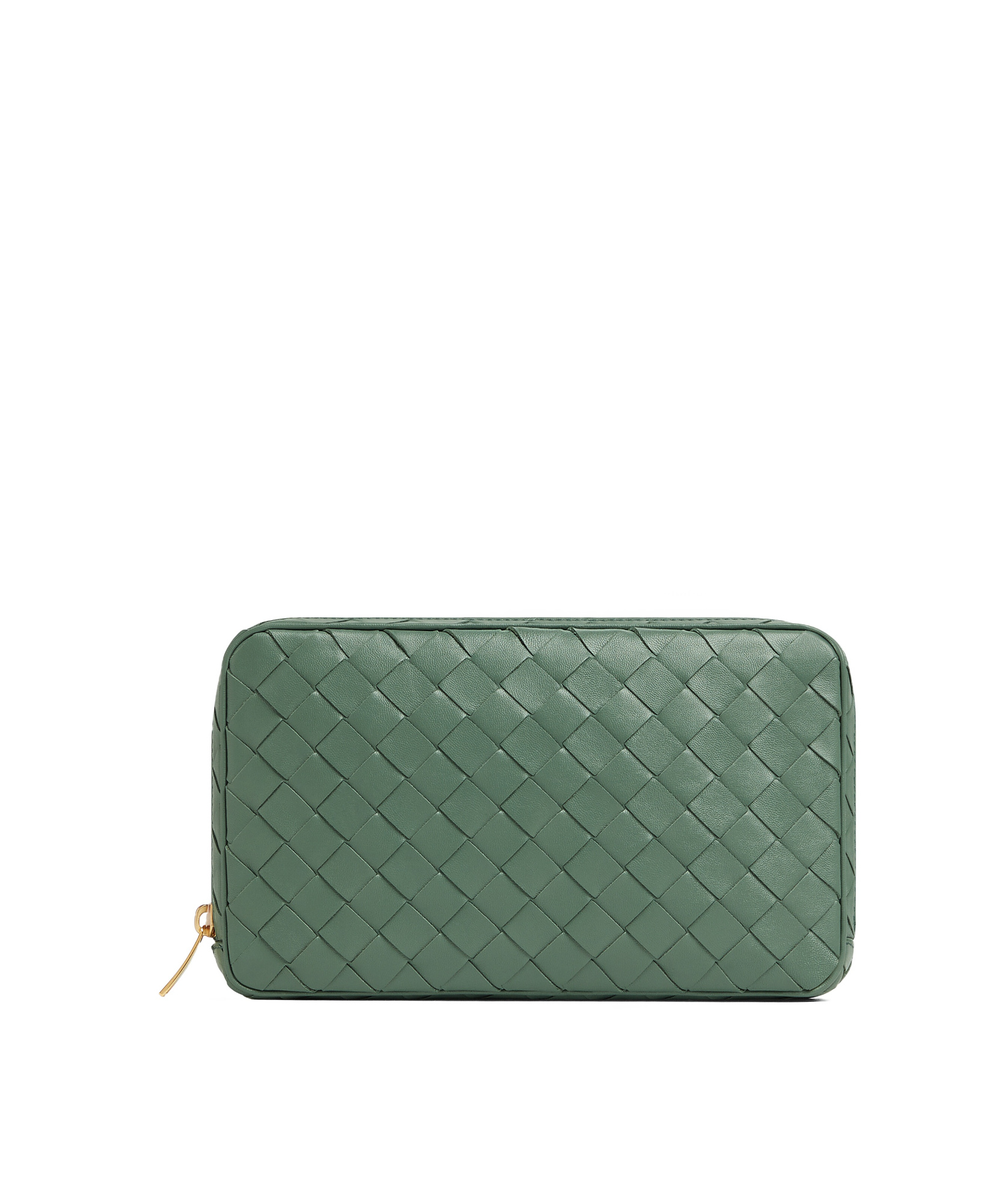Bottega Veneta Medium Intricciato Zipper Handbag In Green