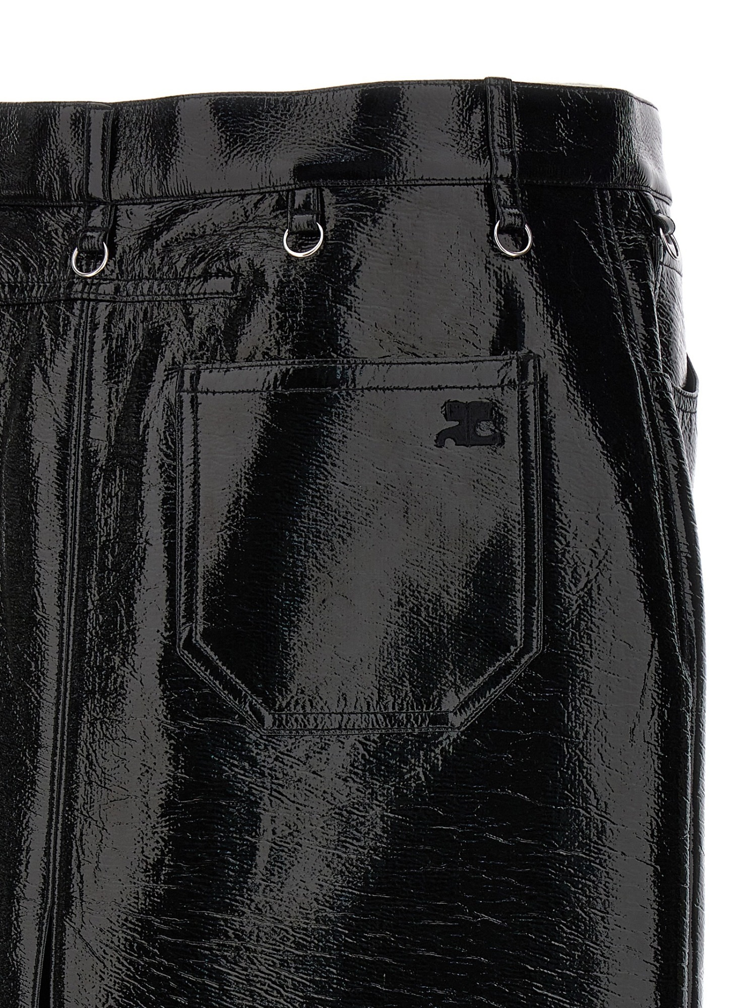 Courrèges Multiflex Patent-finish Midi Skirt In Black