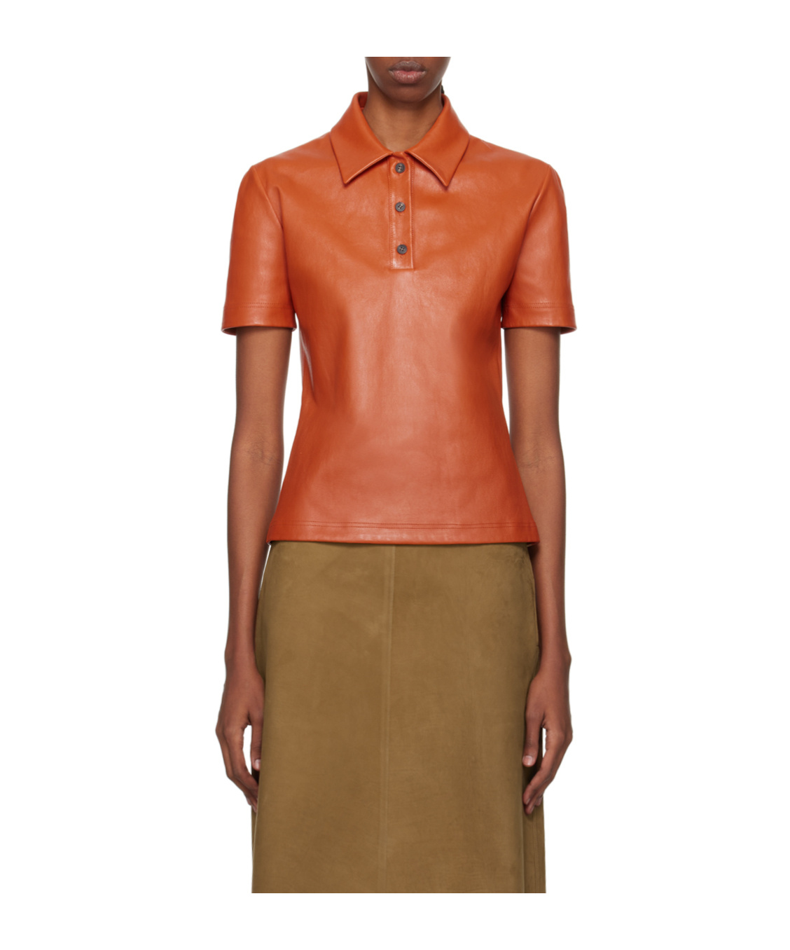 Ferragamo Lapel Short-sleeved Polo Shirt In Brown