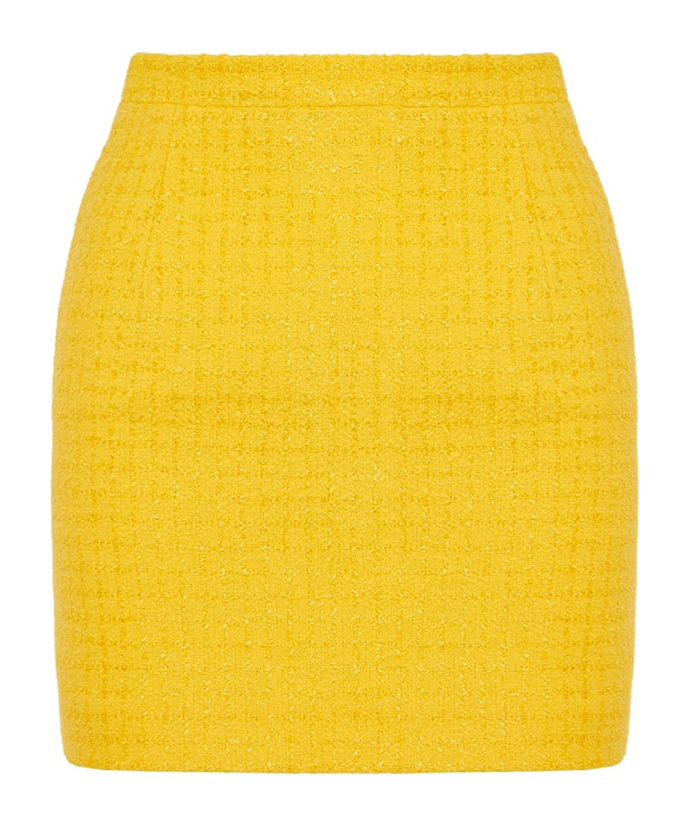 Alessandra Rich Checked Tweed Miniskirt In Yellow