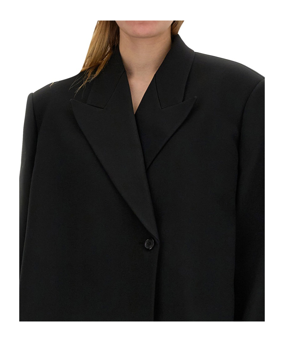 Khaite Raymond Cropped Satin-trimmed Crepe Blazer In Black