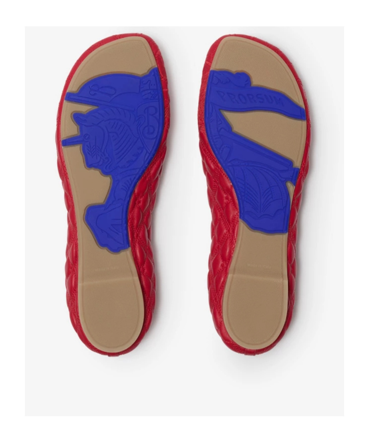 Burberry Sadler Quilted Lambskin Ballerina Flats In Red