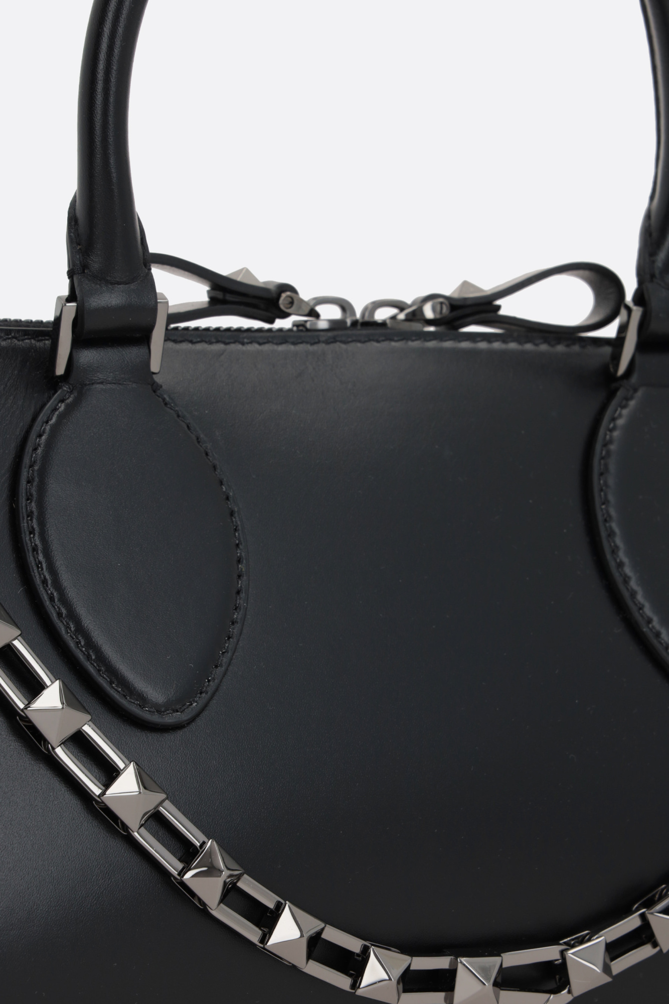 Valentino Rockstud Leather Tote Bag In Black
