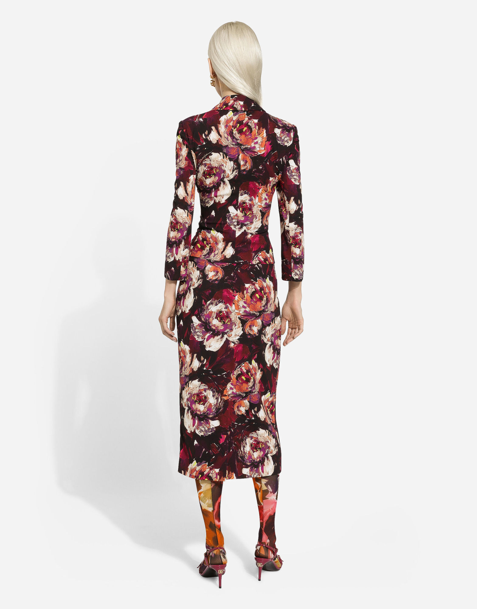 Dolce & Gabbana Floral-print Fitted-waistline Blazer In Multicolor