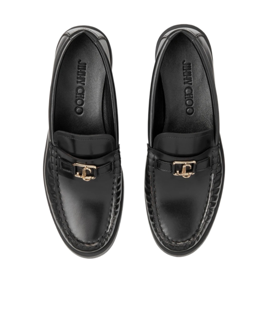 Jimmy Choo Addie Logo-plaque Leather Loafers In Black