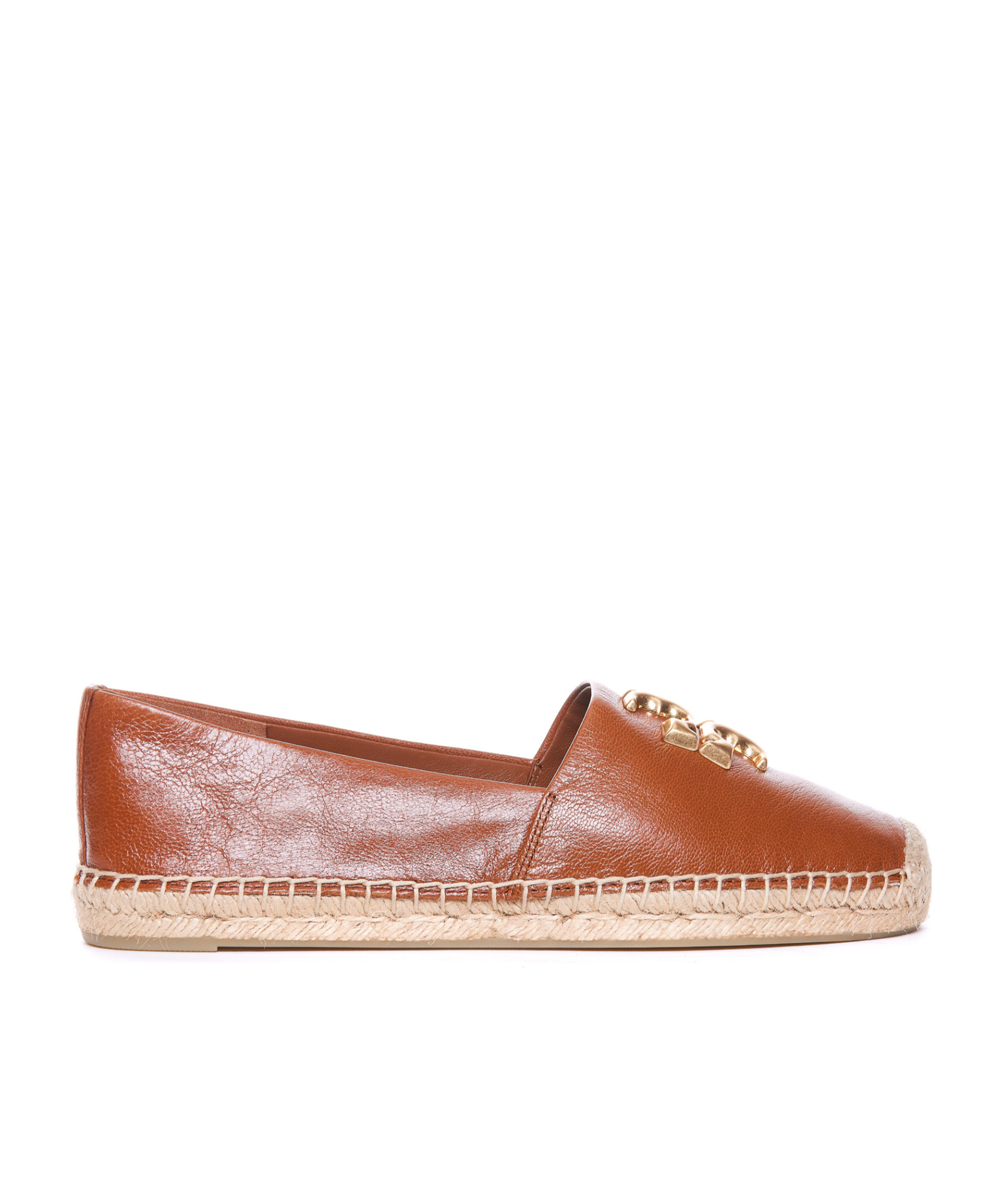 Shop Tory Burch Eleanor Double T-plaque Leather Espadrilles In Nude