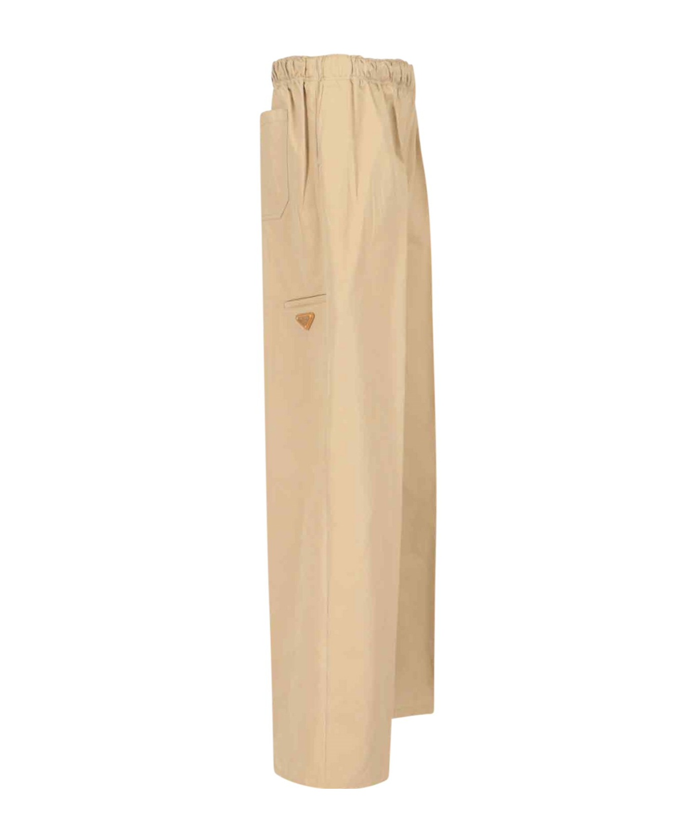 Prada Wide-leg Cotton Trousers In Brown