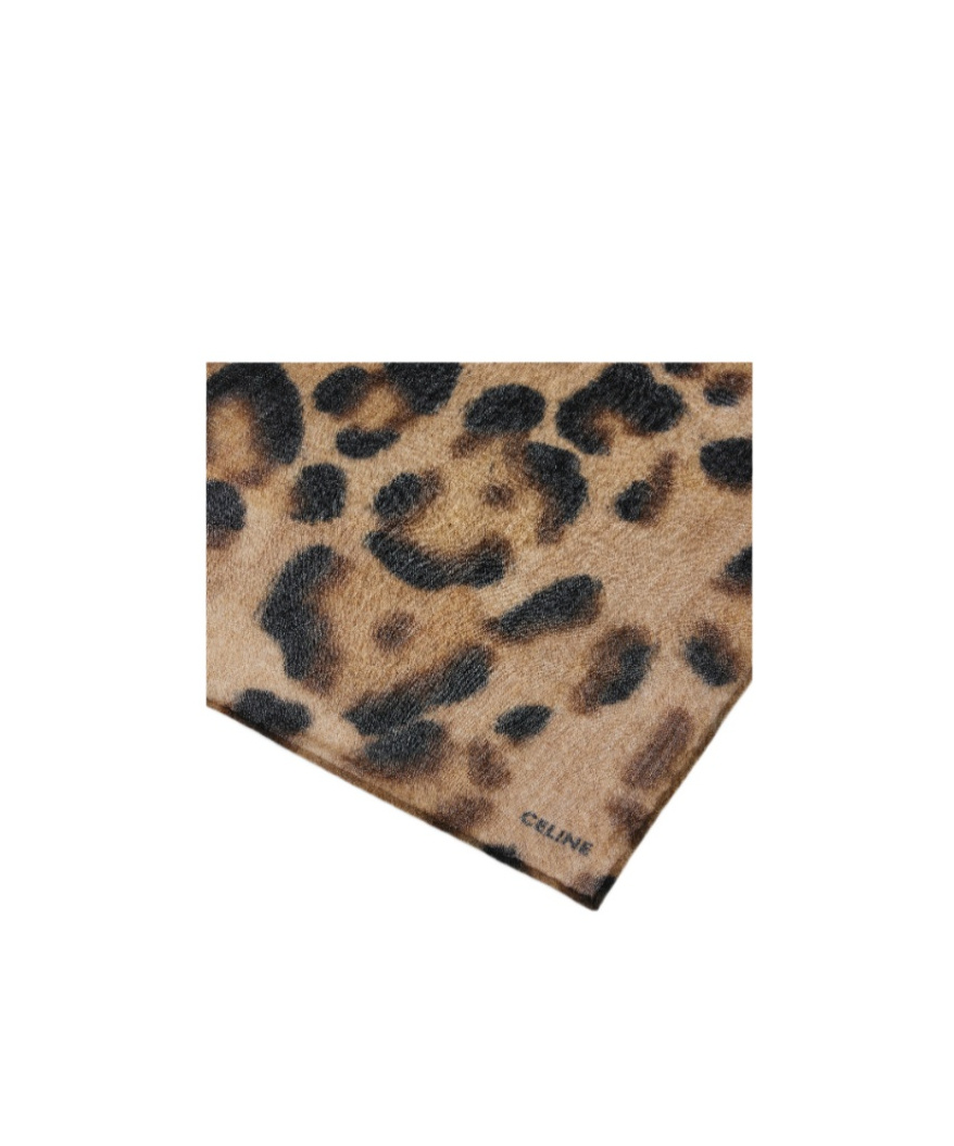 Celine Leopard Print Printed Cashmere Plain Cloth Shawl In Brown