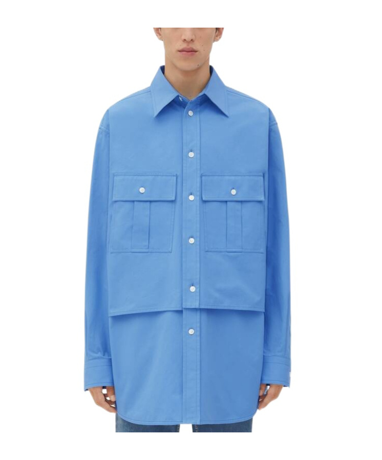 Bottega Veneta Layered-effect Cotton Shirt In Blue