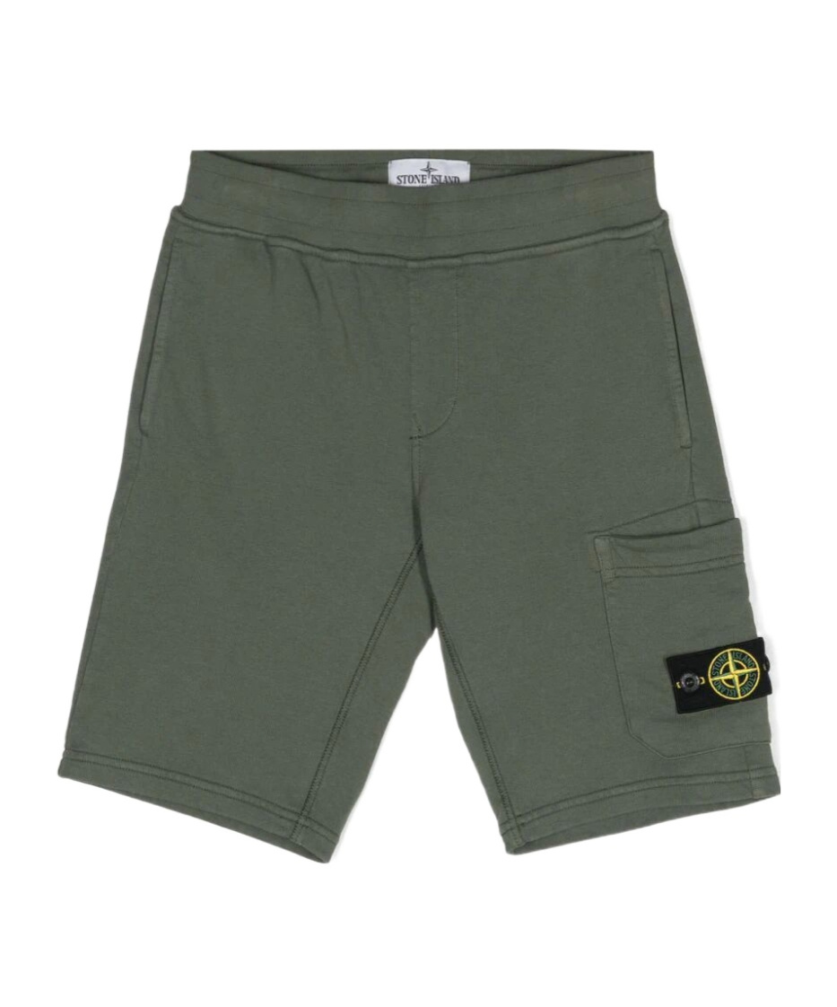 Stone Island Compass-badge Jersey Shorts In Green