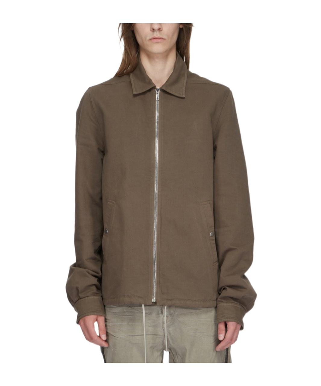 Rick Owens Drkshdw Zip-up Drawstring Shirt Jacket In Brown