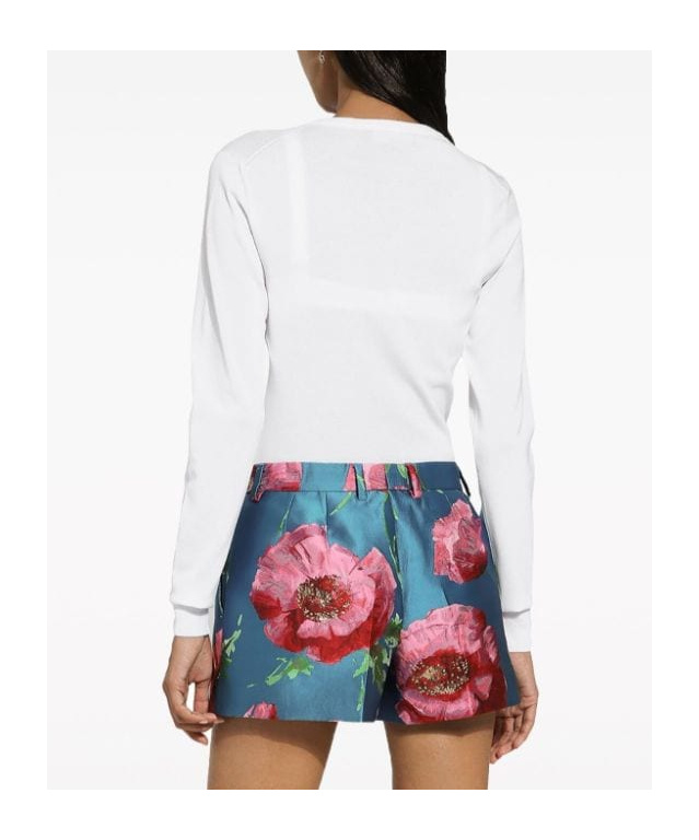 Dolce & Gabbana Cardigan Girocollo In Seta In White
