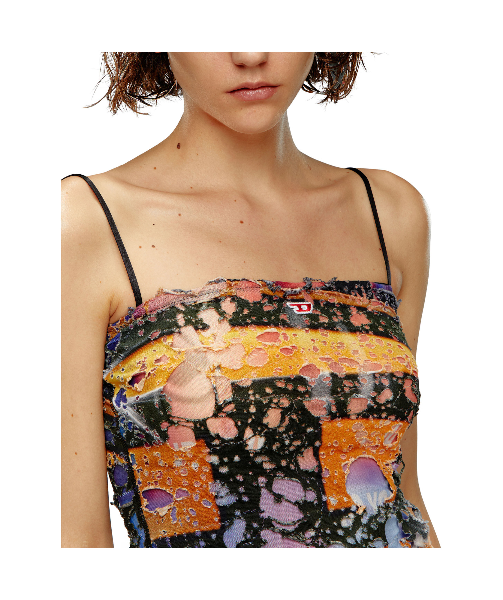 Diesel Deep Black Cotton Top In Multicolor