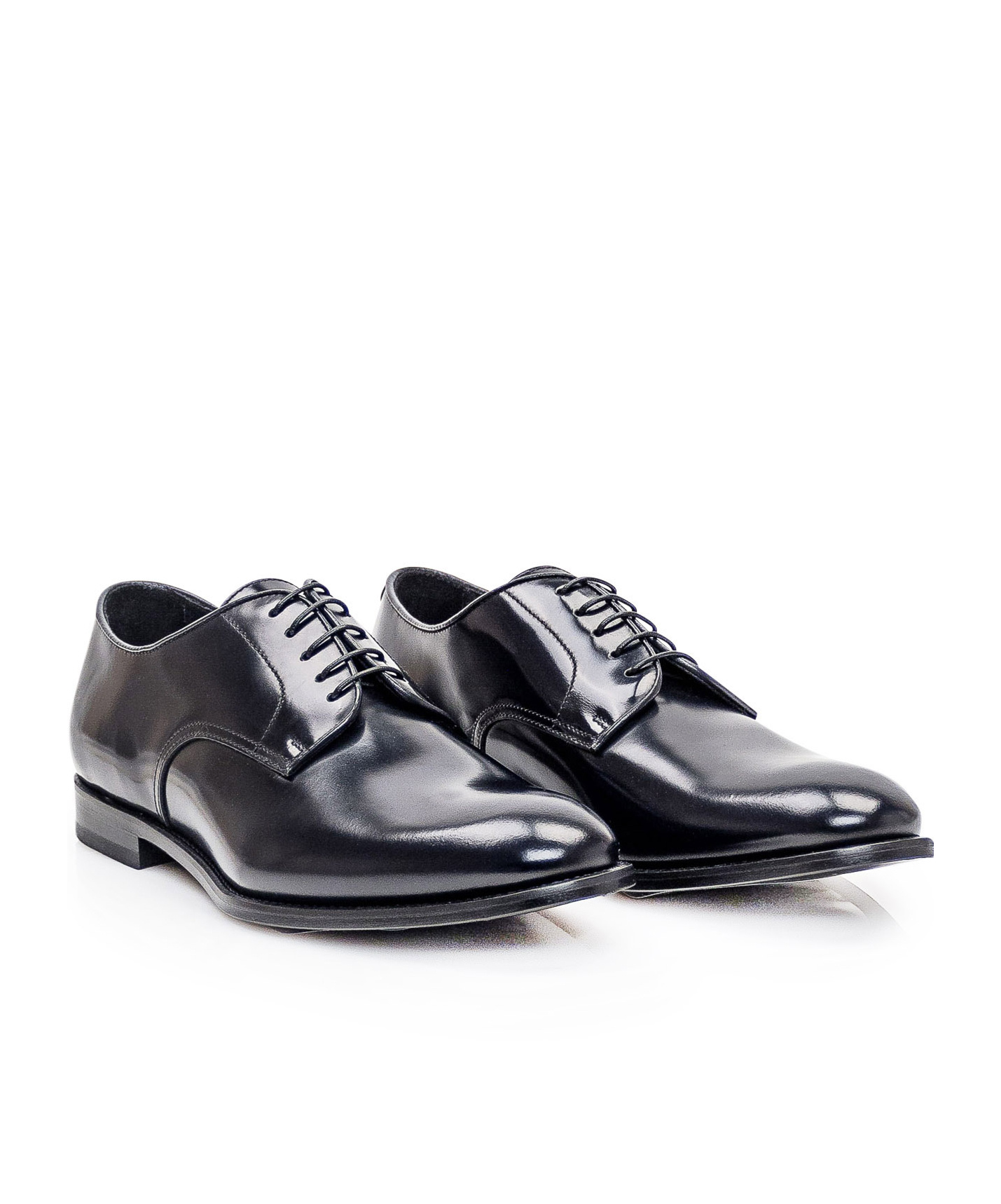 Doucal's Classic Black Derby Shoes Polished Finish In Calf Leather Man In Black