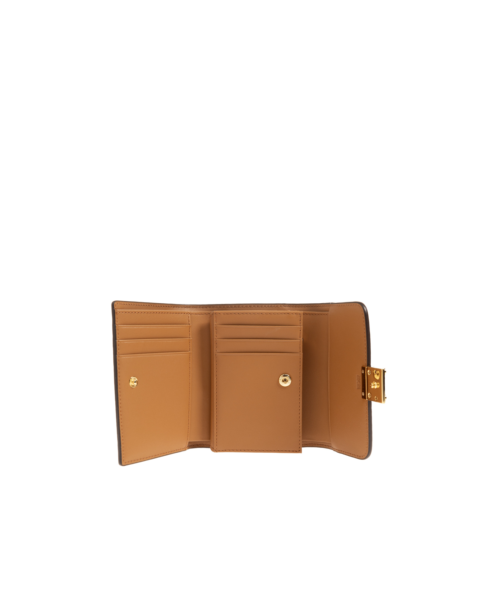Mcm Tracy Trifold Wallet In Visetos In Brown