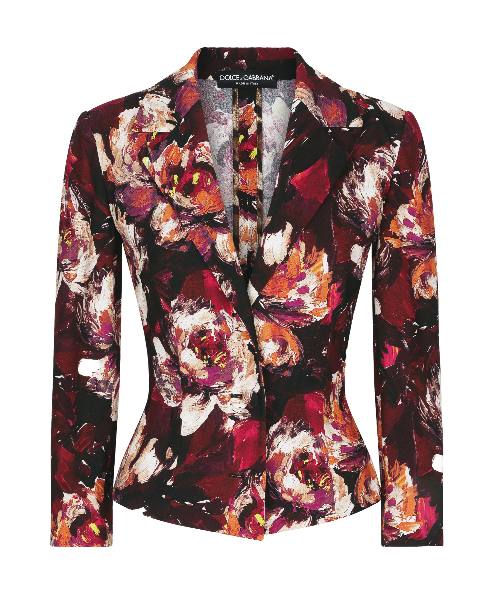 Dolce & Gabbana Floral-print Fitted-waistline Blazer In Multicolor