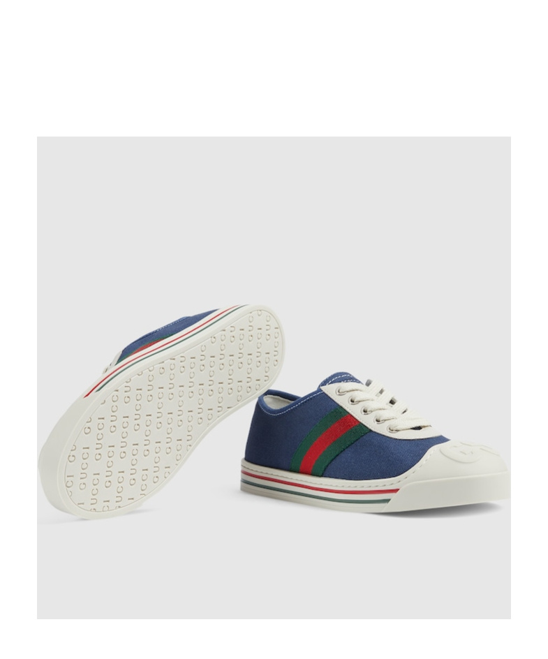 Gucci Logo-embossed Canvas Sneakers In Blue