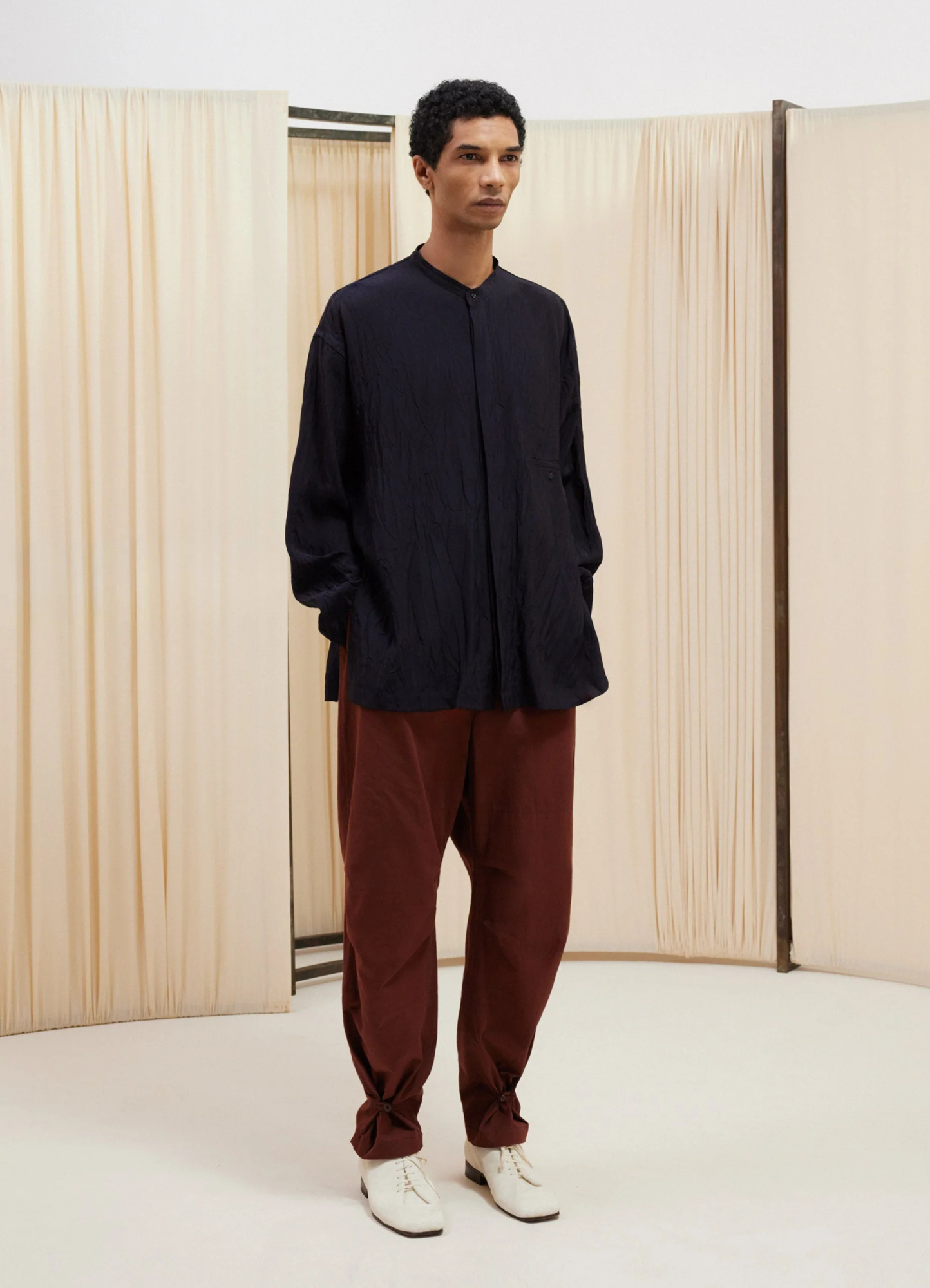 Lemaire Sheer Creased Shirt In Black