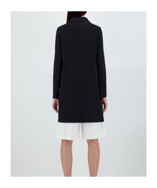 Herno Stretch Jersey Coat With Laser Cut Detailing In Black