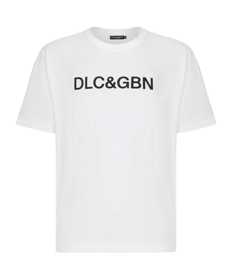 Dolce & Gabbana White Crewneck T-shirt With Contrasting Logo In White