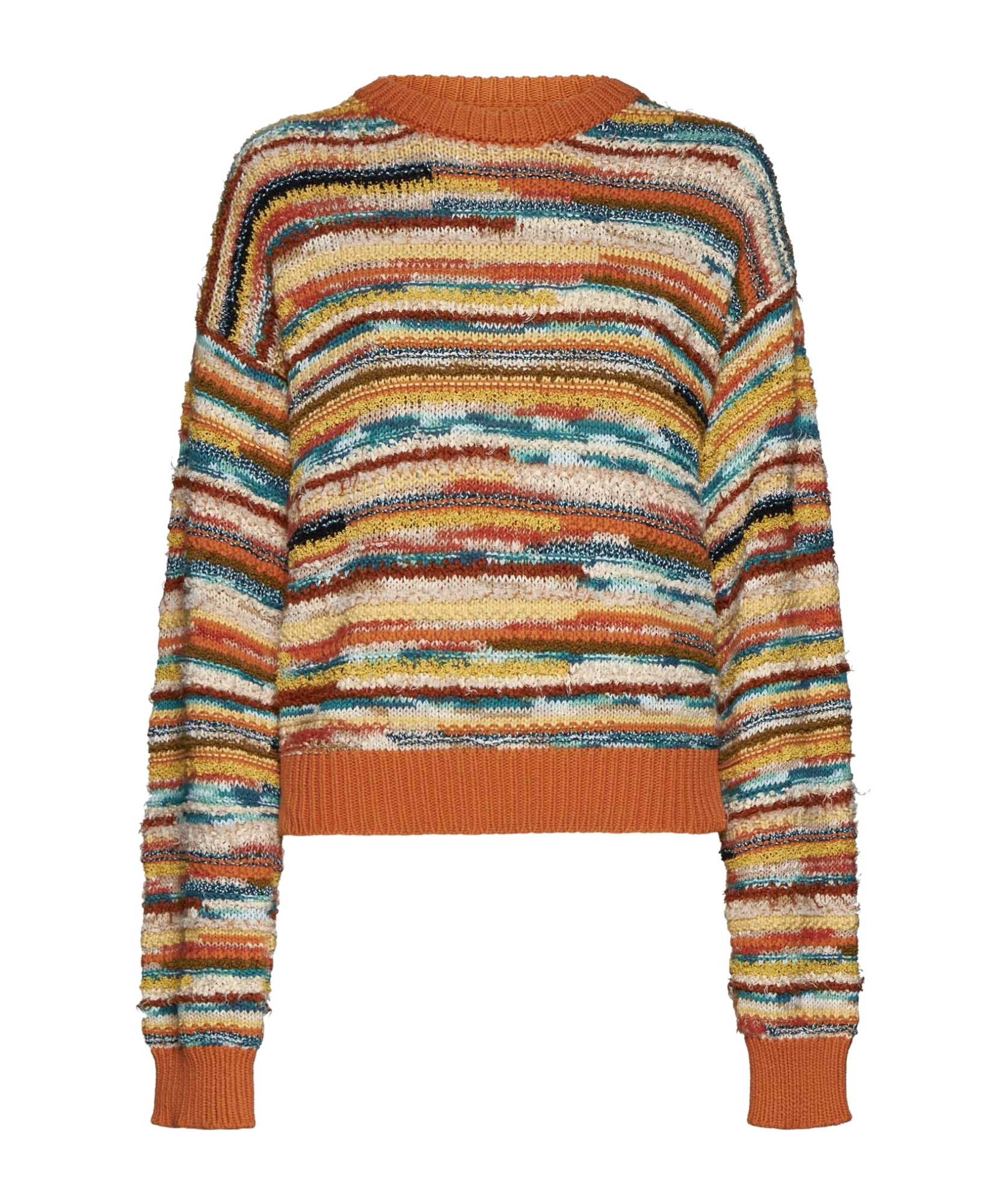 Alanui Madurai Striped Open-knit Cotton-blend Sweater In Brown
