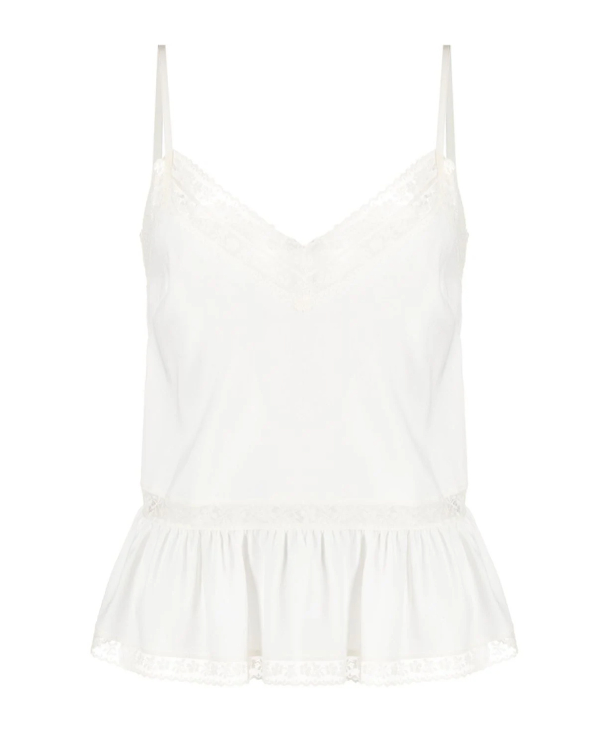 P.a.r.o.s.h Lace-trim Silk Tank Top In White