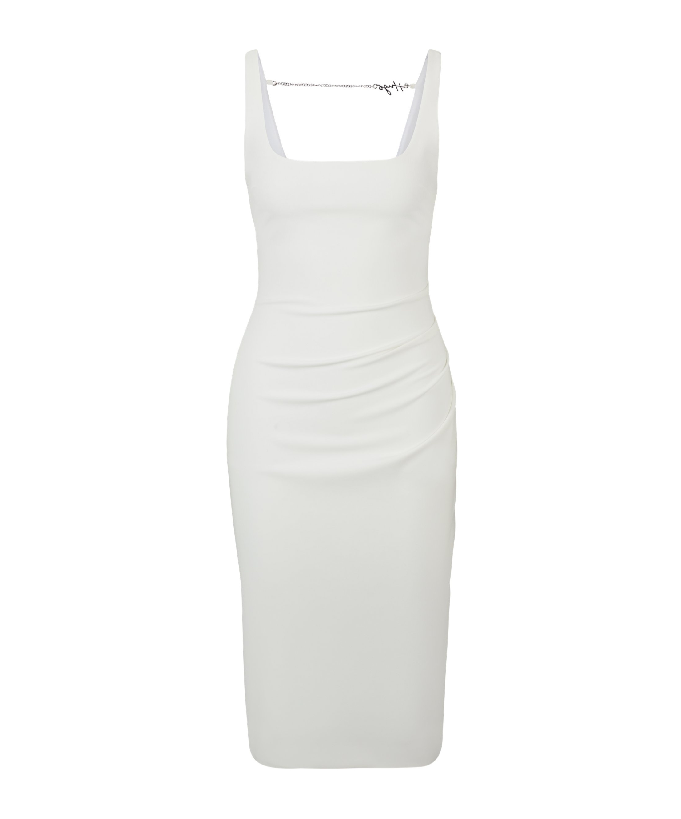 Hugo Boss Square-necked Dress With Pleated Details In White