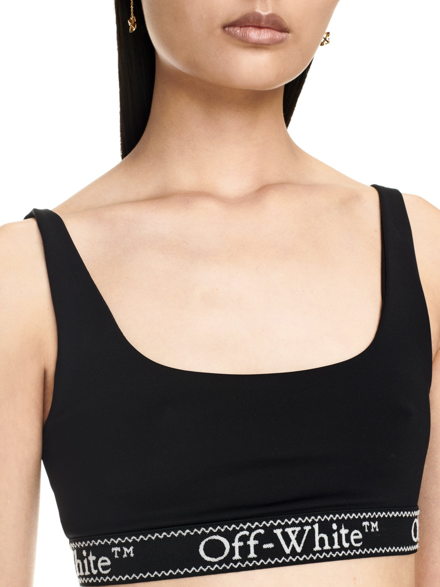 Off-white Logo-underband Crop Top In Black