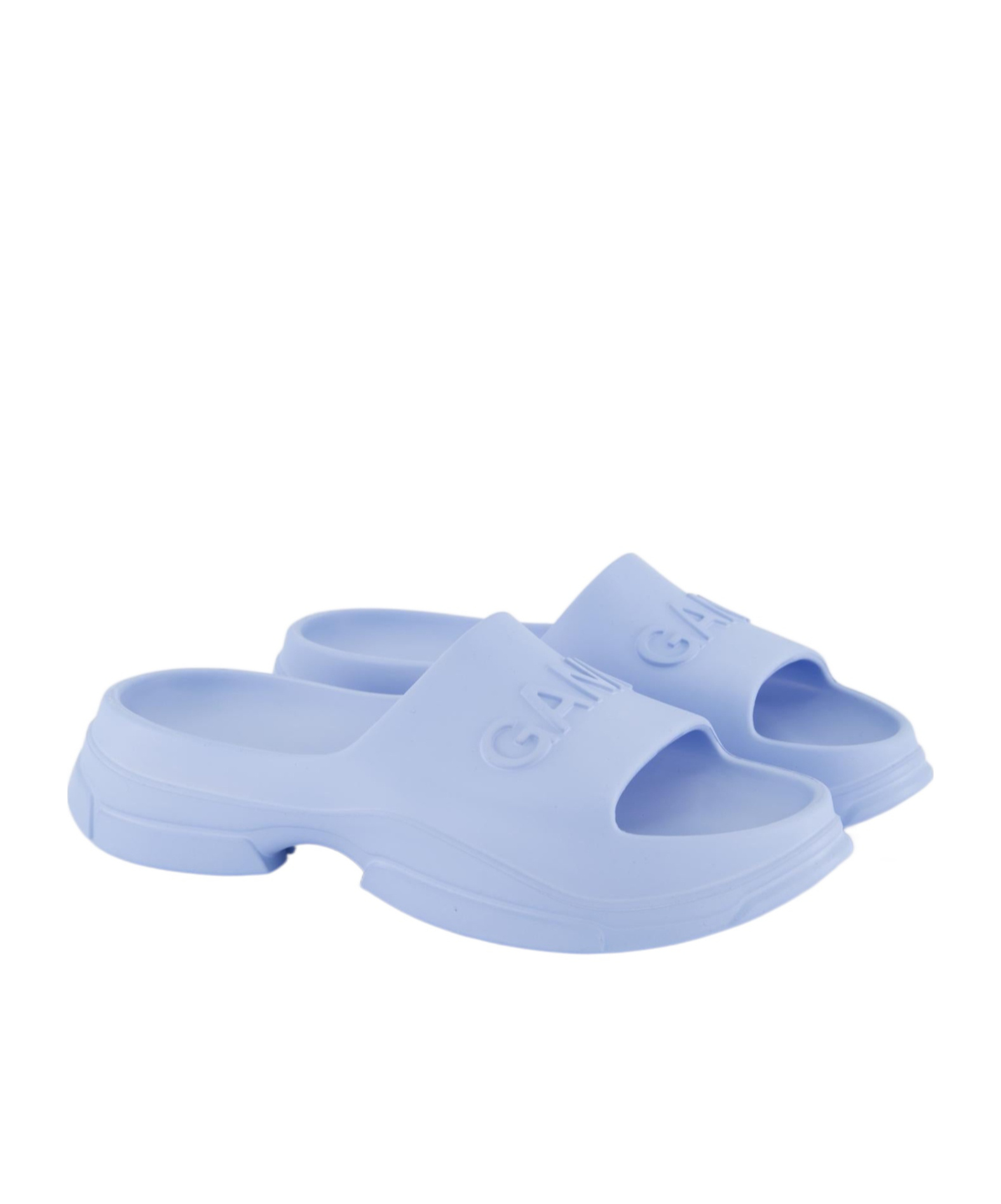 Ganni Round Toe Slippers In Blue