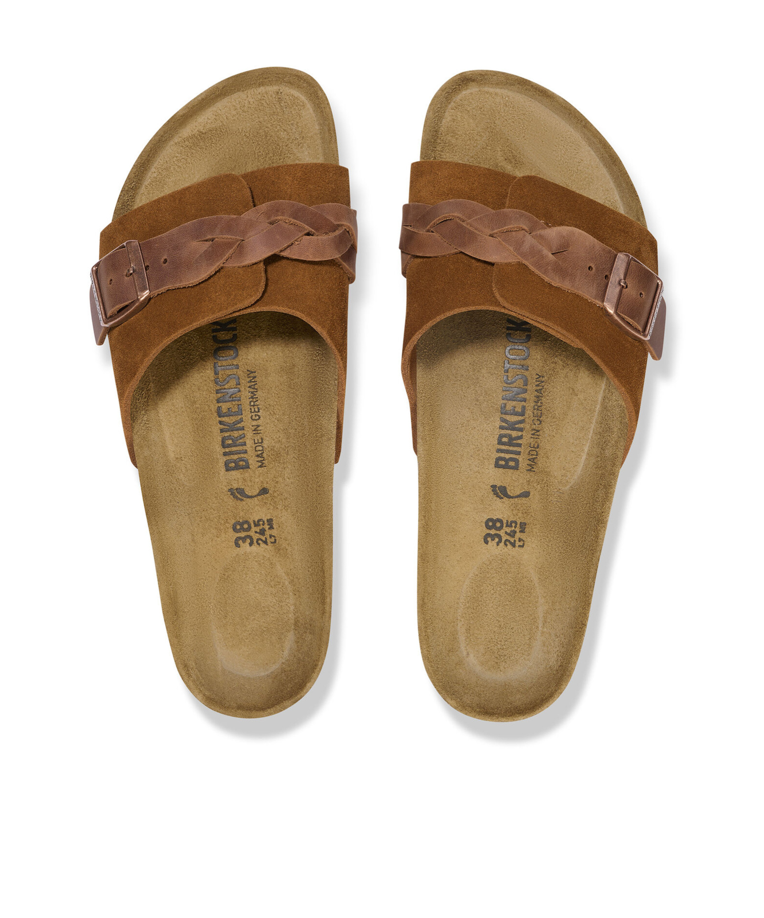 Birkenstock Braided-strap Leather Sandals In Brown