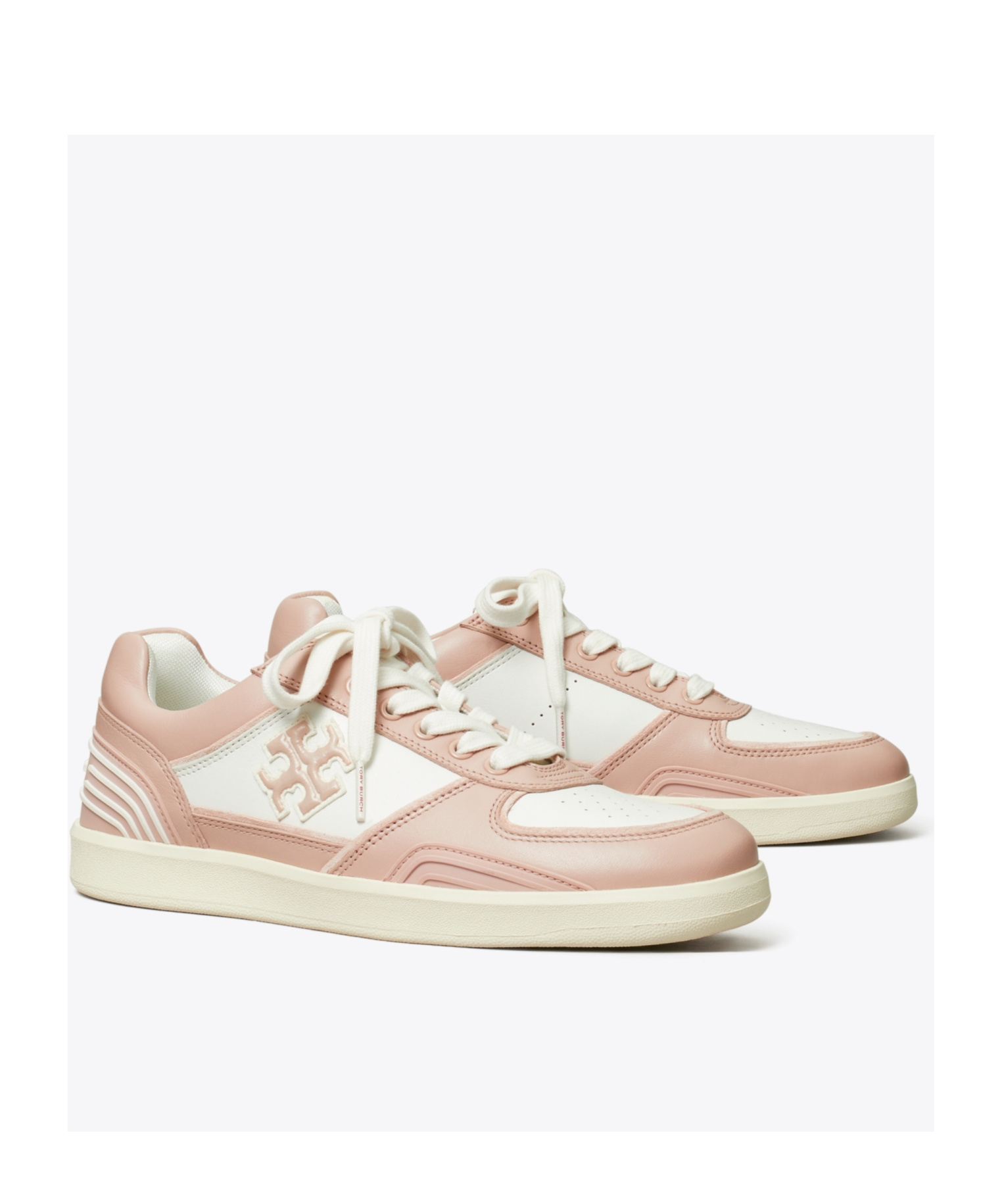 Shop Tory Burch Clover Court Panelled Sneakers In Nude