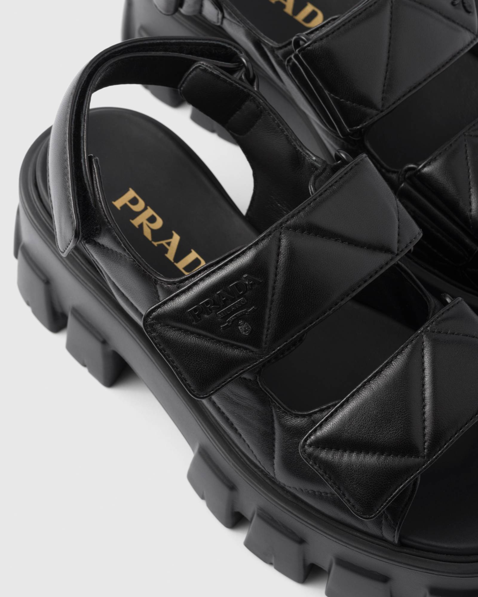 Prada Round-headed High-heeled Sandals In Black