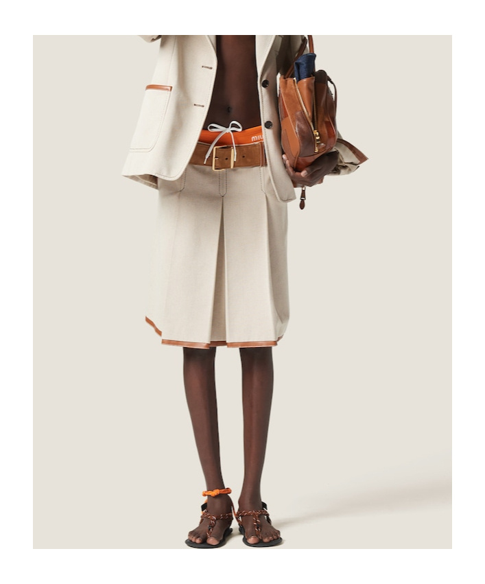 Miu Miu Canvas Skirt In Neutral