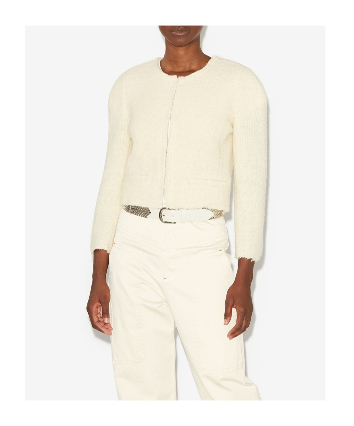Isabel Marant Long-sleeved Round-neck Jacket In White