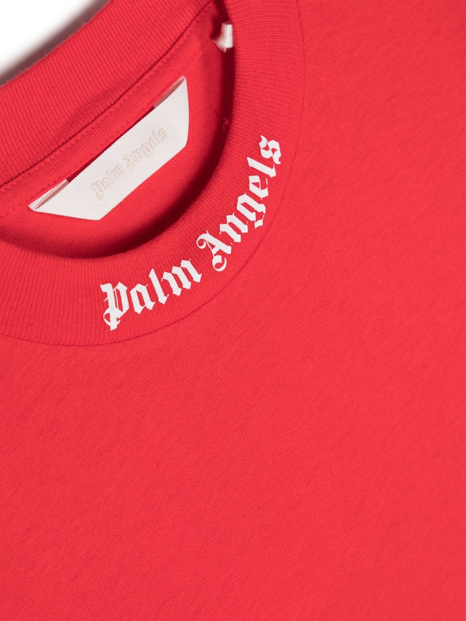 Palm Angels Kids Logo Printed Crewneck T-shirt In Red