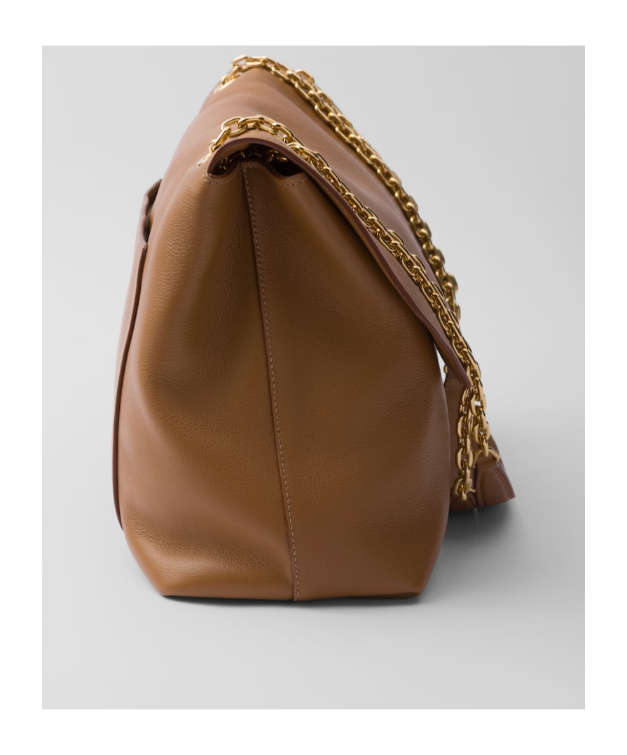 Prada Medium Leather Shoulder Bag In Brown