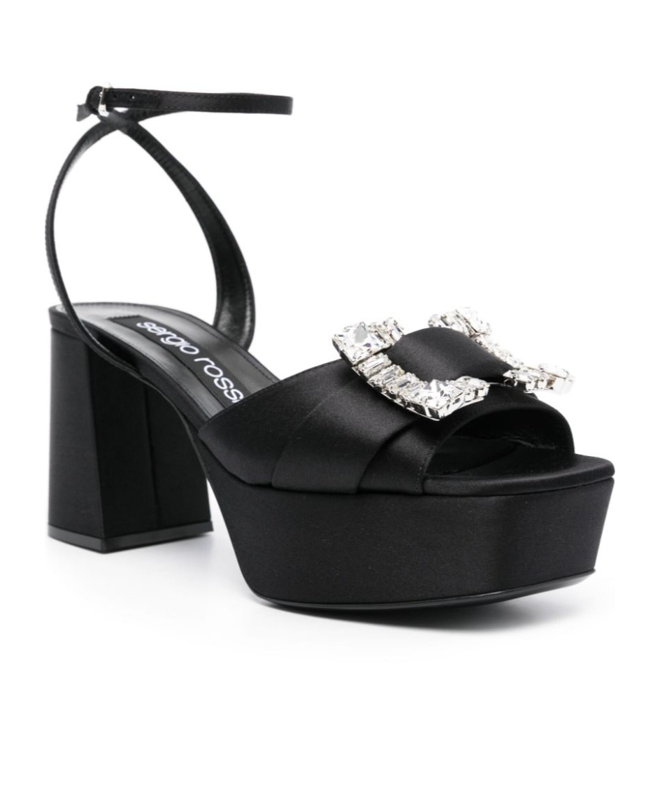 Sergio Rossi Square-headed High-heeled Sandals In Black