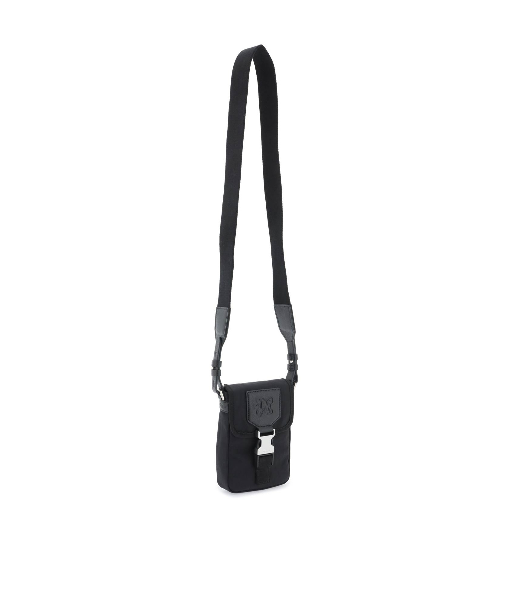Palm Angels Monogram Debossed Mini Crossbody Bag In Black
