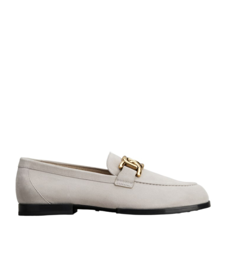 Tod's Chain-detail Suede Loafers In Gray