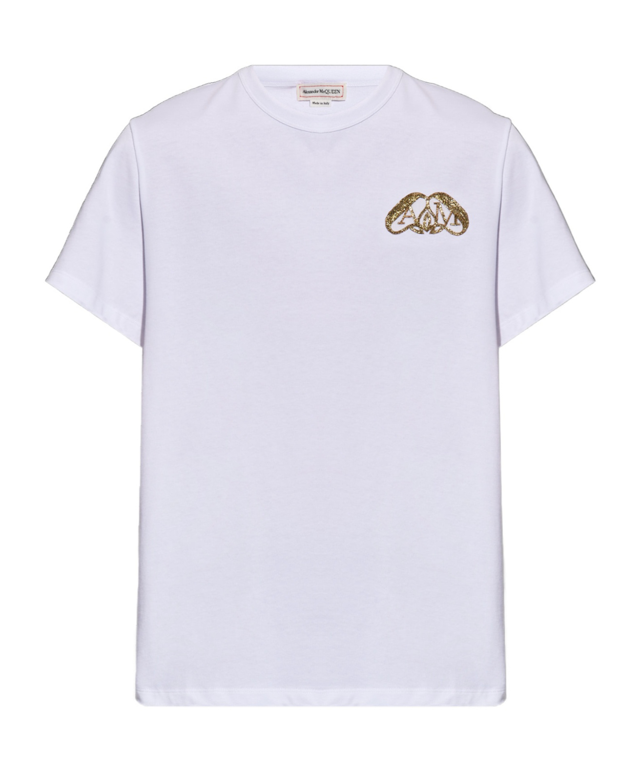 Alexander Mcqueen Half Seal Logo Cotton T-shirt In White
