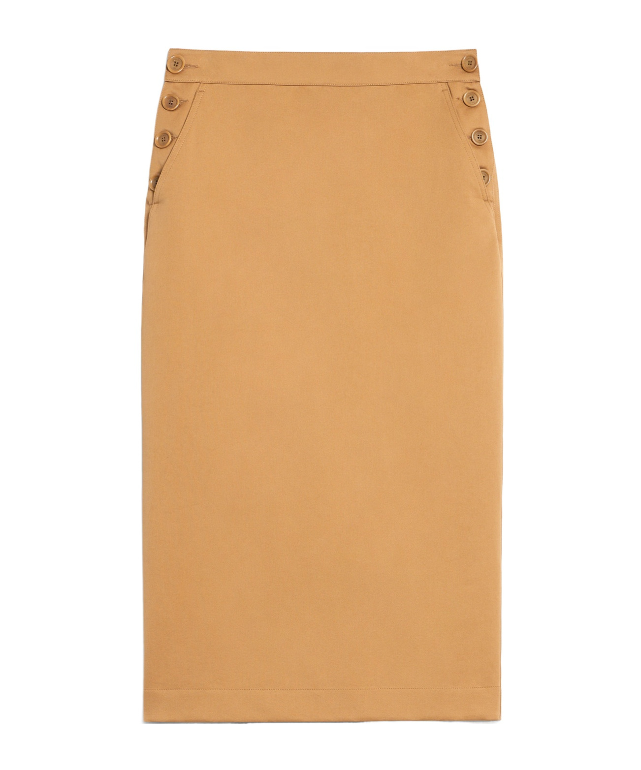 Shop Max Mara Cresta Button Detailed Midi Skirt In Nude