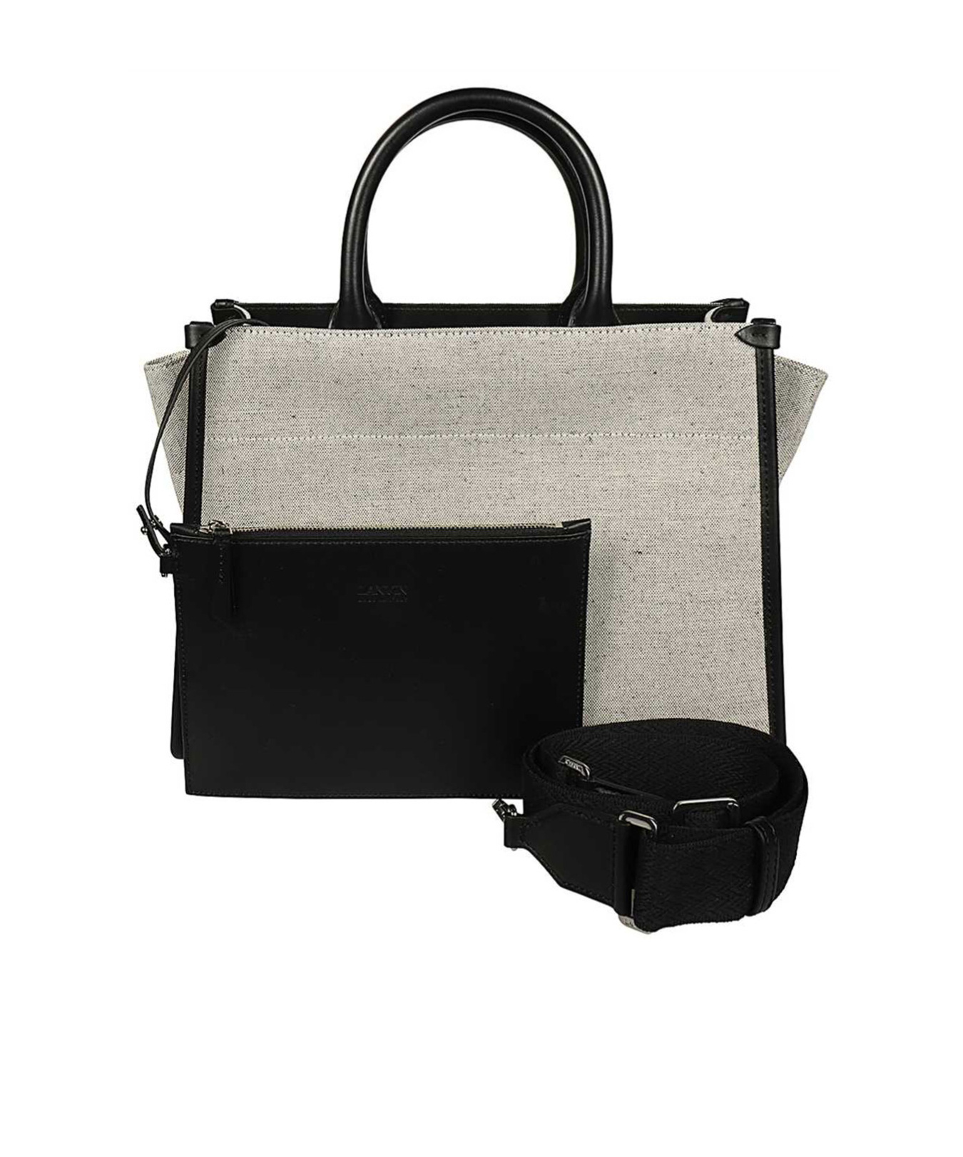 Lanvin Borsa Shopping In & Out Piccola In Tela Bicolor Donna In Nude