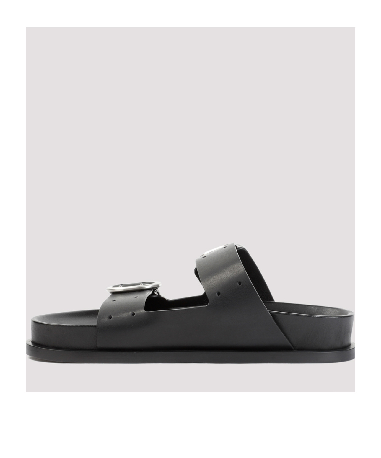 Jil Sander Leather Sandals With Double Buckle In Black