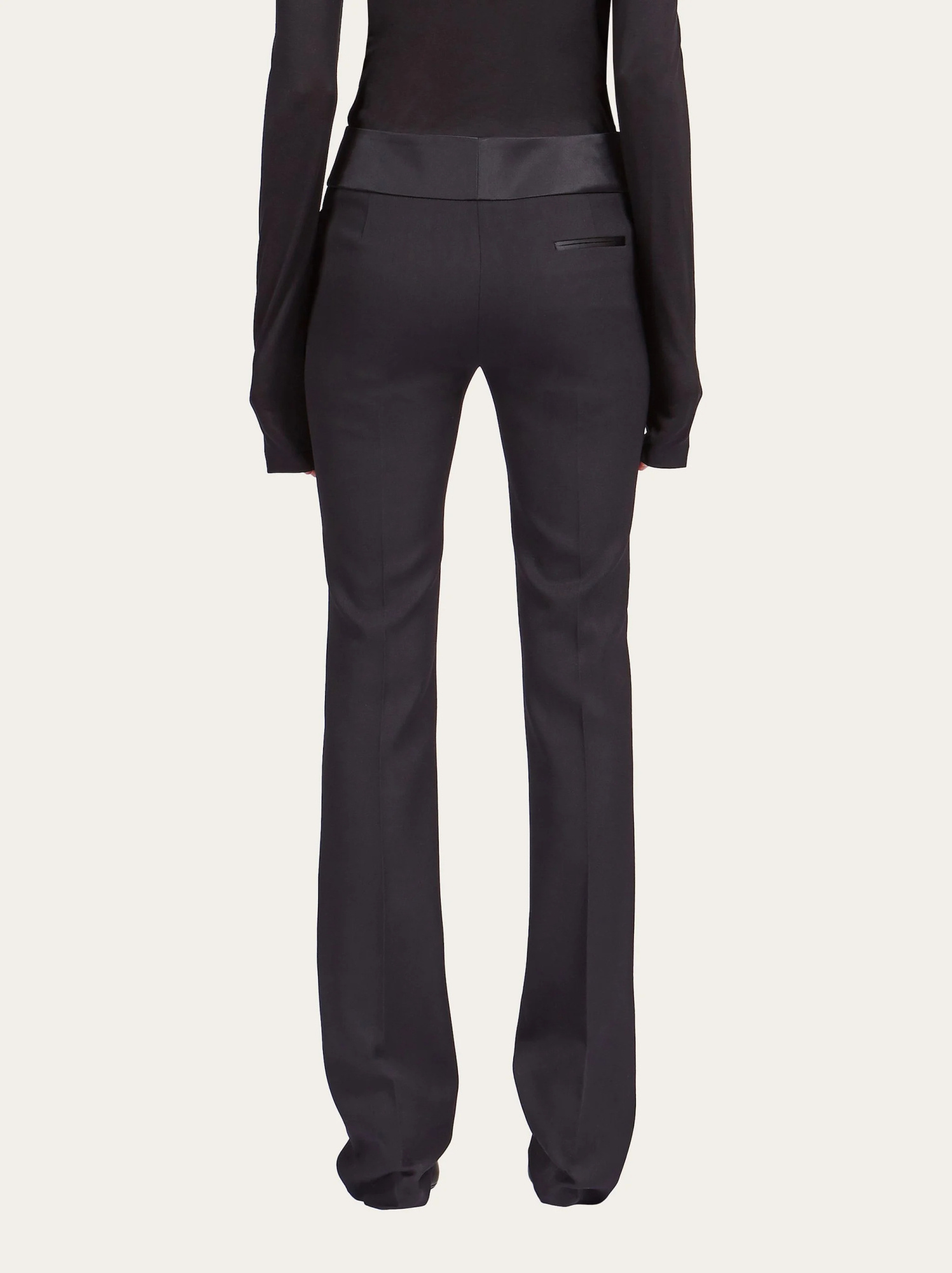 Shop Ferragamo Front Crease Shearing Casual Trousers In Black