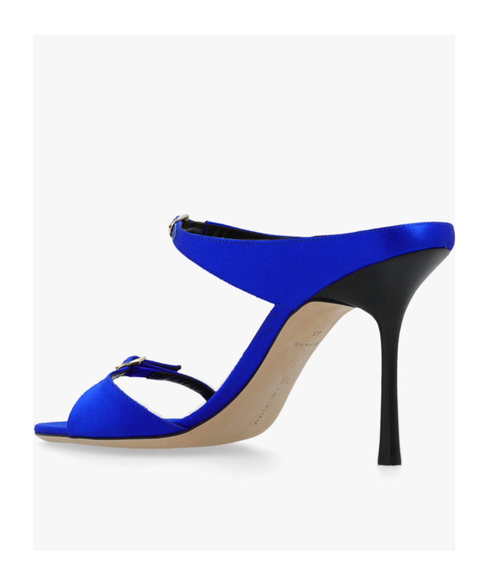 Victoria Beckham Double-strap Satin Mules In Blue