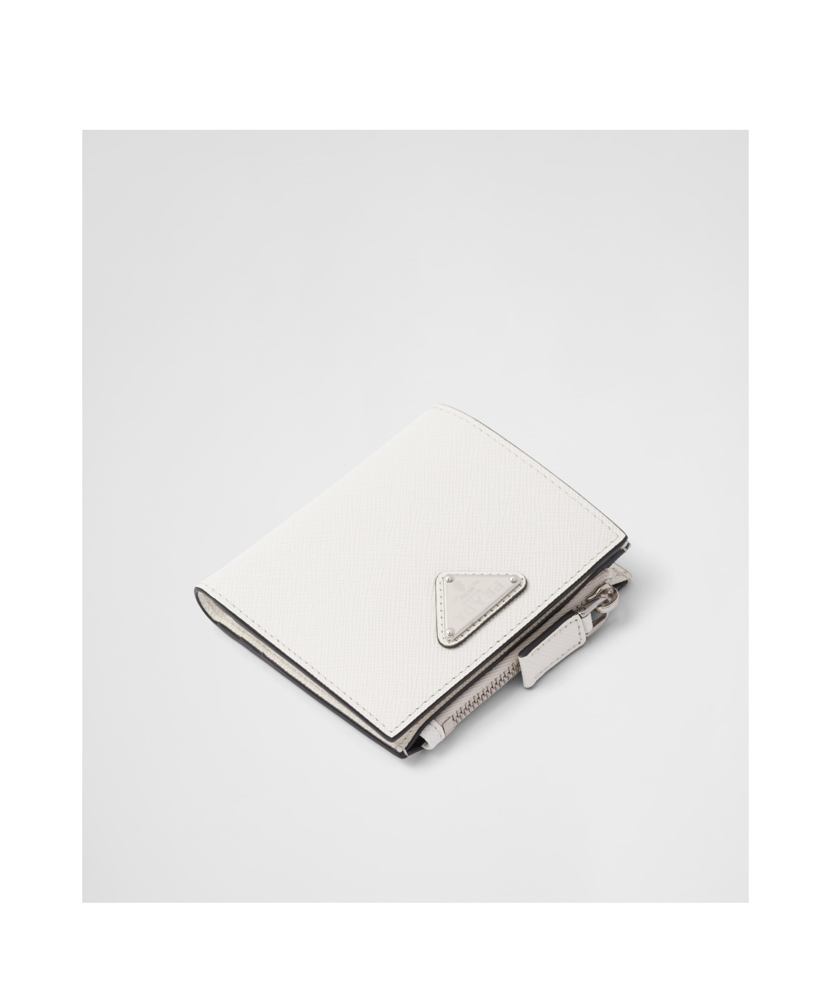 Prada Triangle-logo Leather Wallet In White